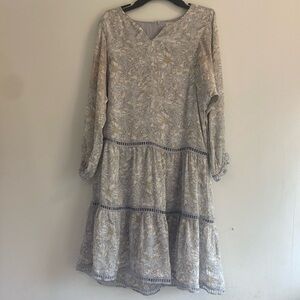 Roolee light periwinkle blue and floral tiered smocked peasant dress